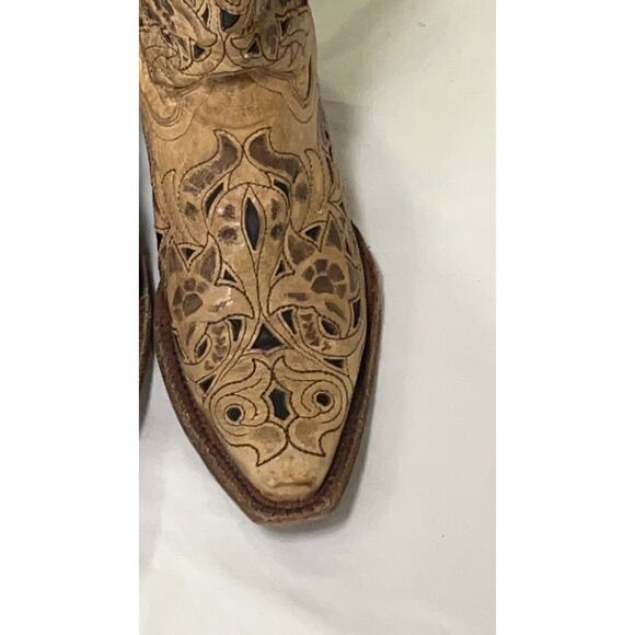 Corral Vintage Boot Women’s 6M Style A1970 Saddle Brushed Laser Brown Tan - Picture 8 of 16